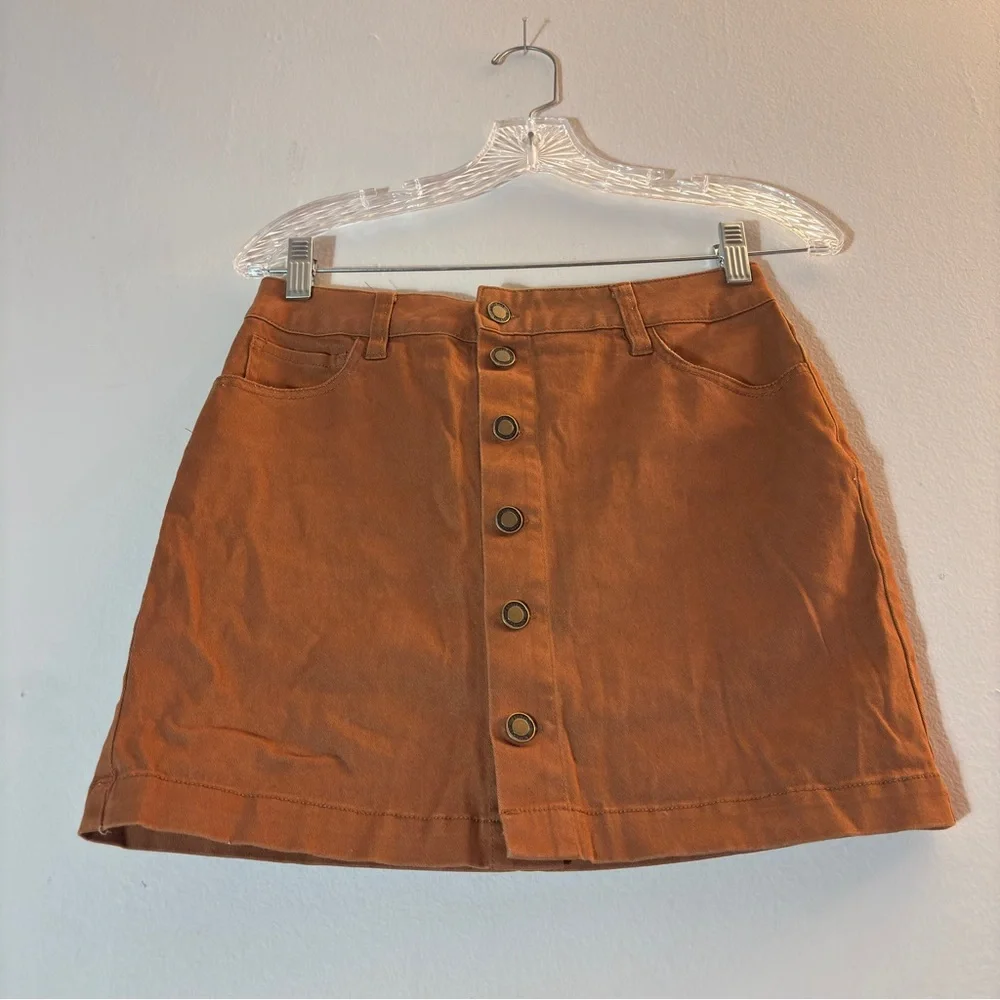Angel Kiss Copper Button-Front Mini Skirt